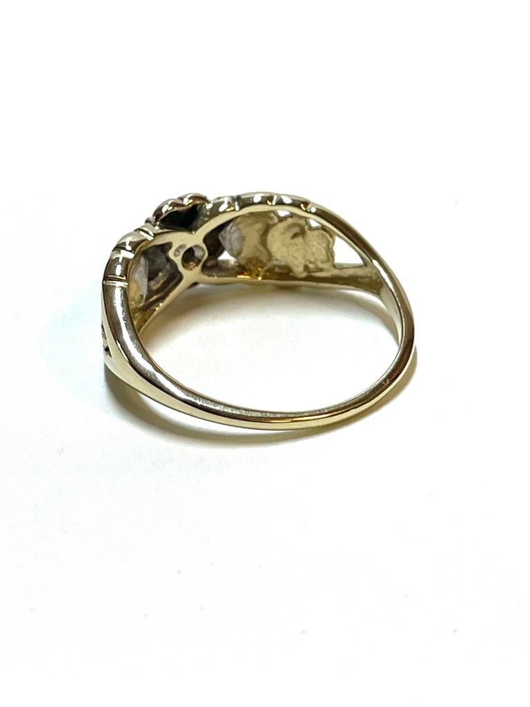 14k geel en roségouden ring met een zirkonia, 18 tot 19, -, -, Ophalen of Verzenden