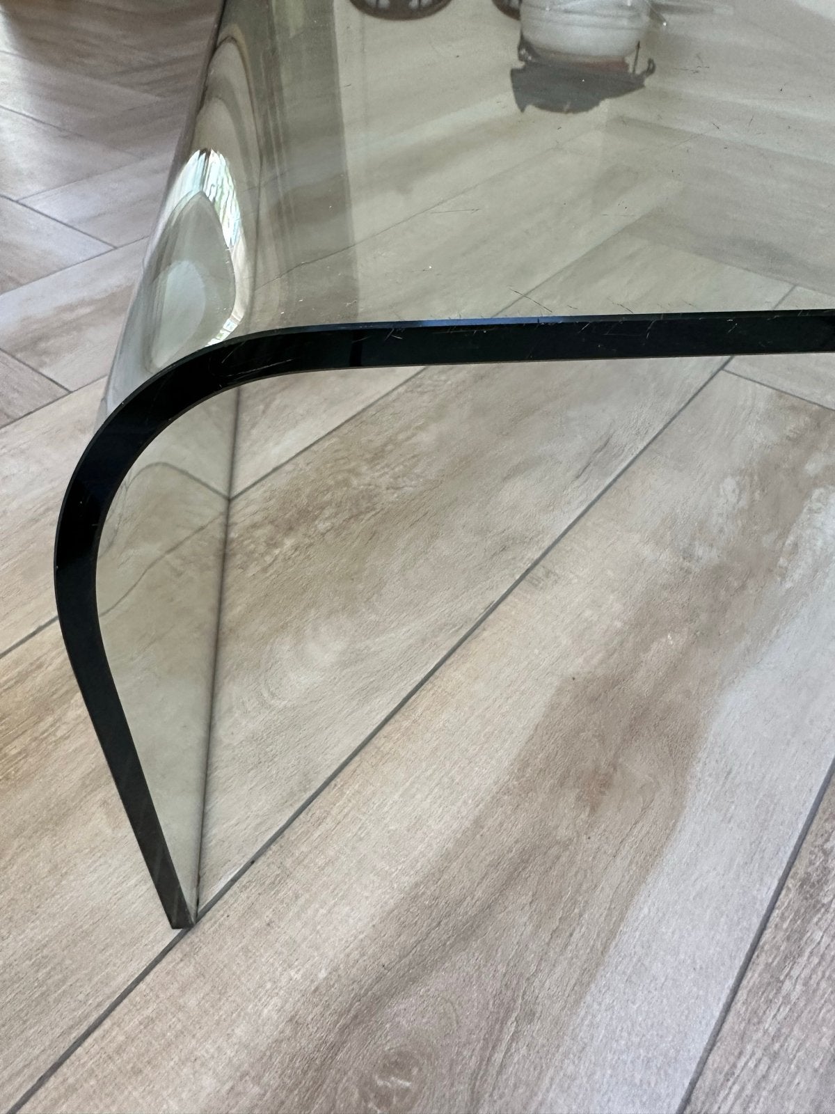 FIAM salontafel - gebogen 1,2 cm  - 1,20 x 1,20, 36 cm hg, Ophalen, Gebruikt, Fiam design, Glas