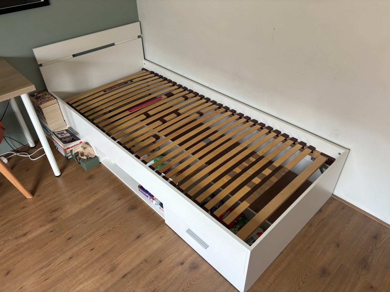 Eenpersoonsbed wit 90x200 gratis lattenbodem, Ophalen, 90 cm, Eenpersoons, Wit