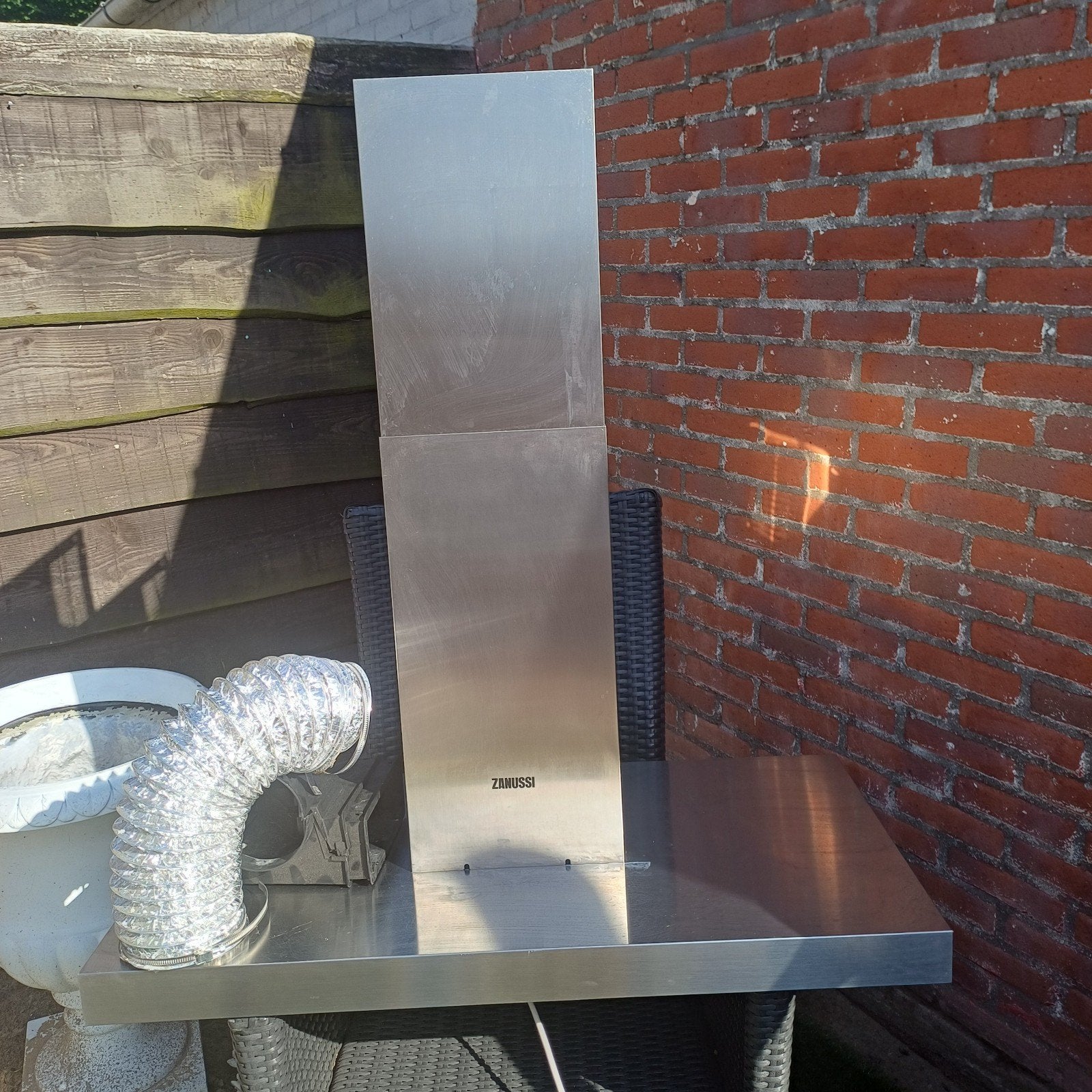 Zanussi Afzuigkap RVS, Witgoed en Apparatuur, Afzuigkappen, Ophalen, Gebruikt, Wandschouwkap, Motor