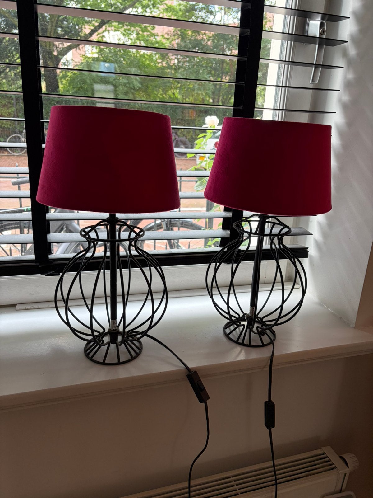 Twee tafel lampen met kap, Roze, Ophalen of Verzenden, Zo goed als nieuw