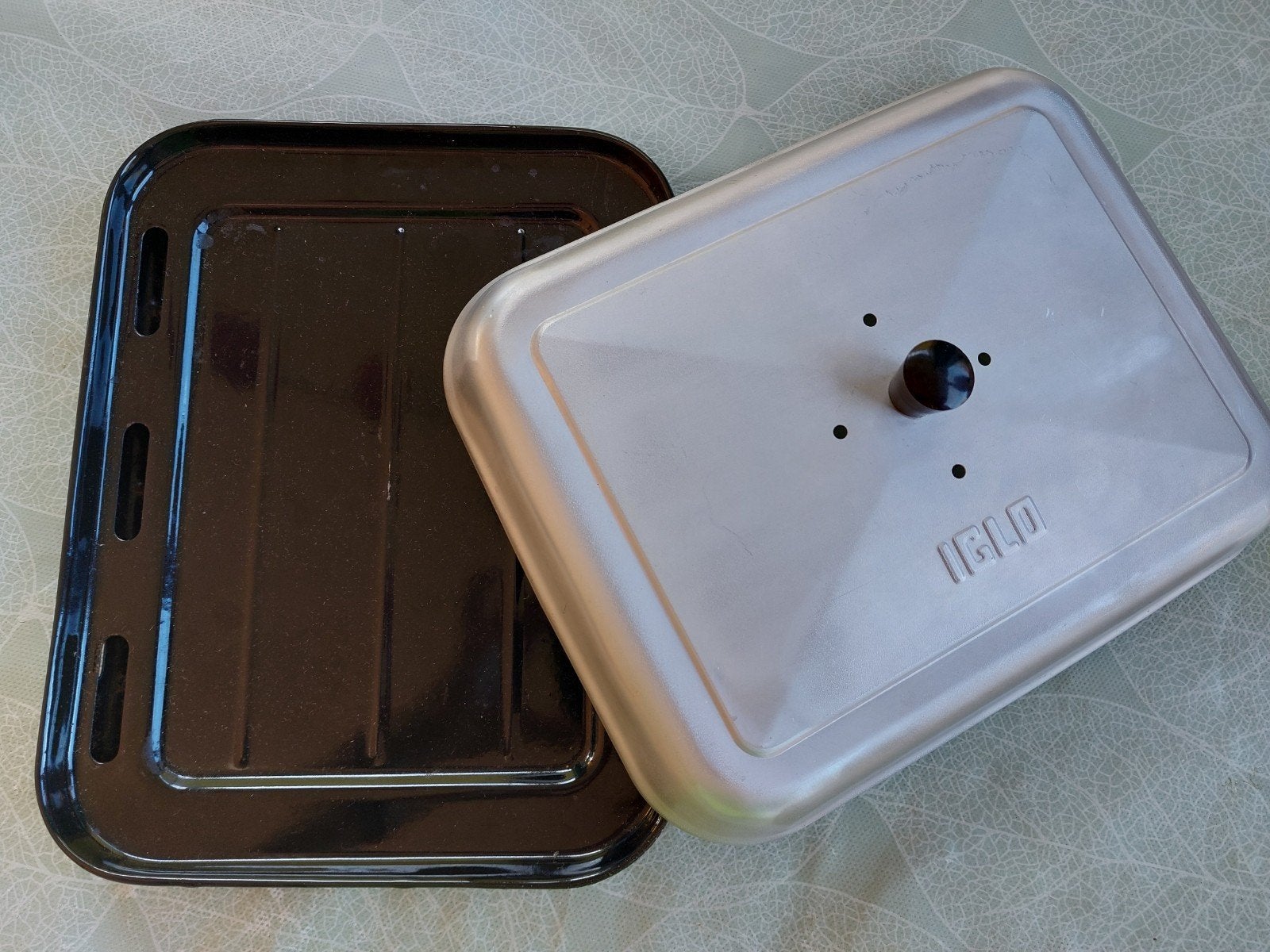 Vintage IGLO braadslede met deksel - aluminium en ijzer, Ophalen