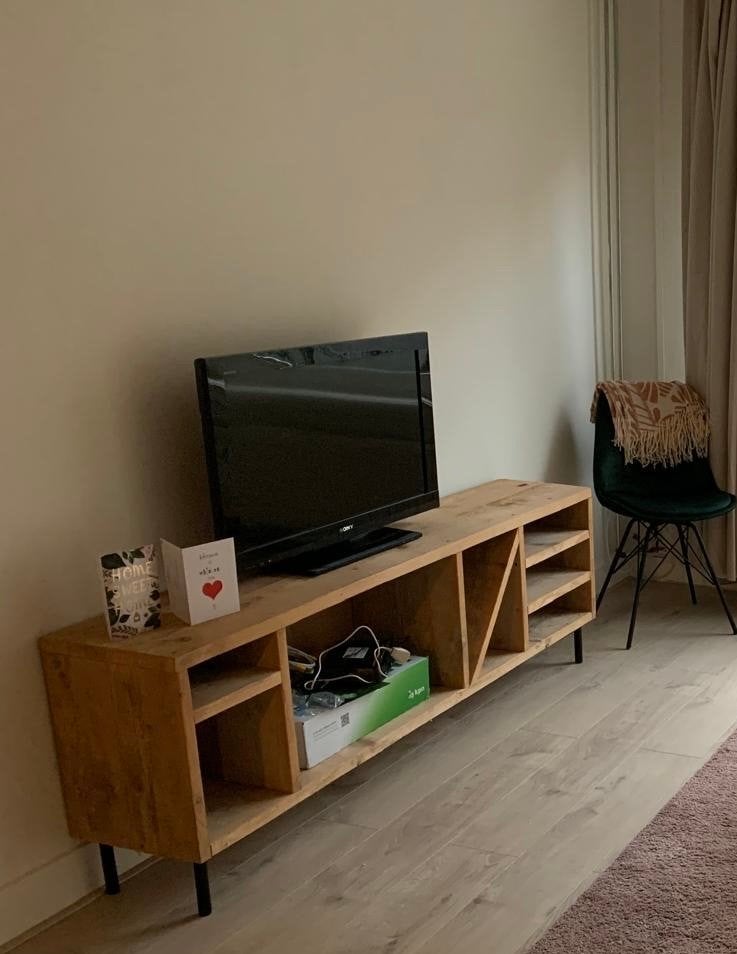 Houten TV-meubel met opbergruimte, Ophalen, Gebruikt, 150 tot 200 cm, Minder dan 100 cm