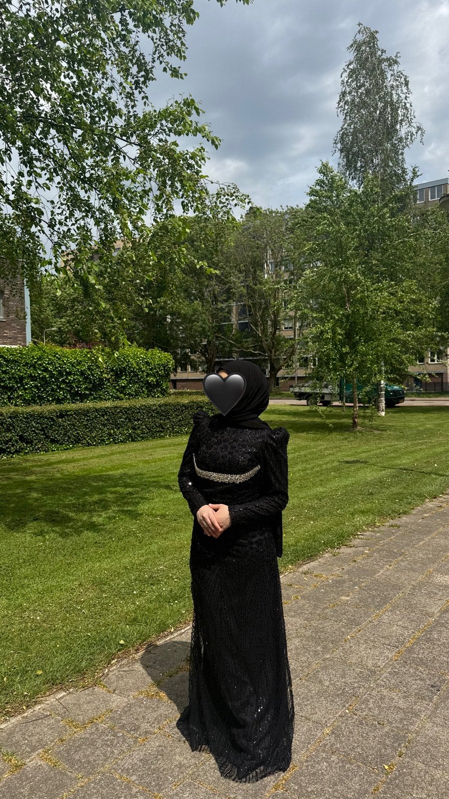 Elegante Zwarte Avondjurk, Zwart, Zo goed als nieuw, Onder de knie, Ophalen
