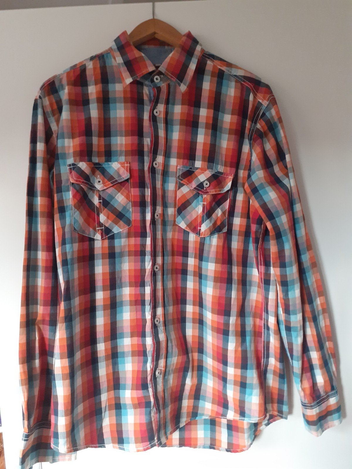 mooi geruite overhemd van DMG maat 40, Kleding | Heren, DMG, Zo goed als nieuw, Rood, Halswijdte 39/40 (M)