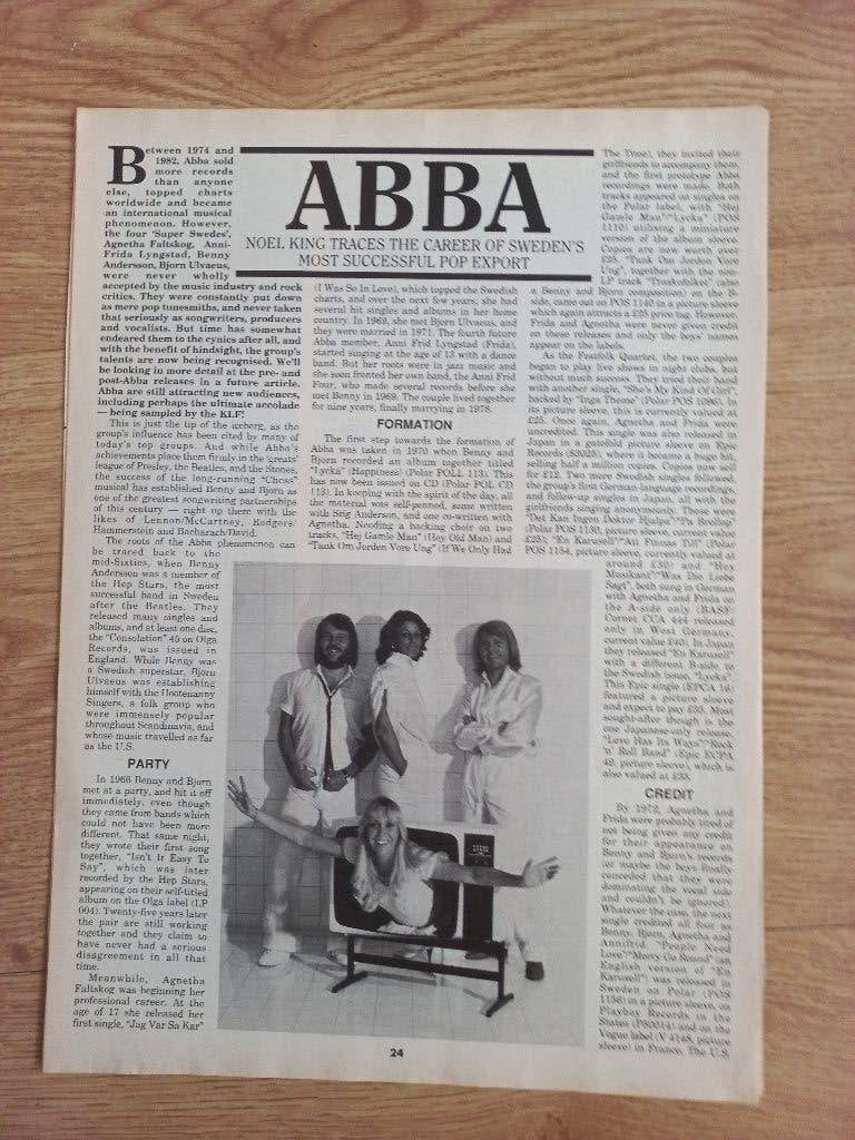 ABBA artikel uit Engels tijdschrift, Verzamelen, Ophalen of Verzenden, Gebruikt, Boek, Tijdschrift of Artikel