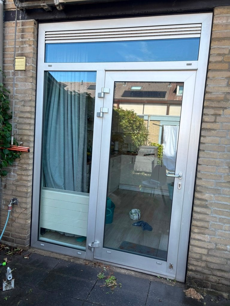 Aluminium achterdeur + zijraam, Ophalen, Gebruikt, 120 cm of meer, Buitendeur