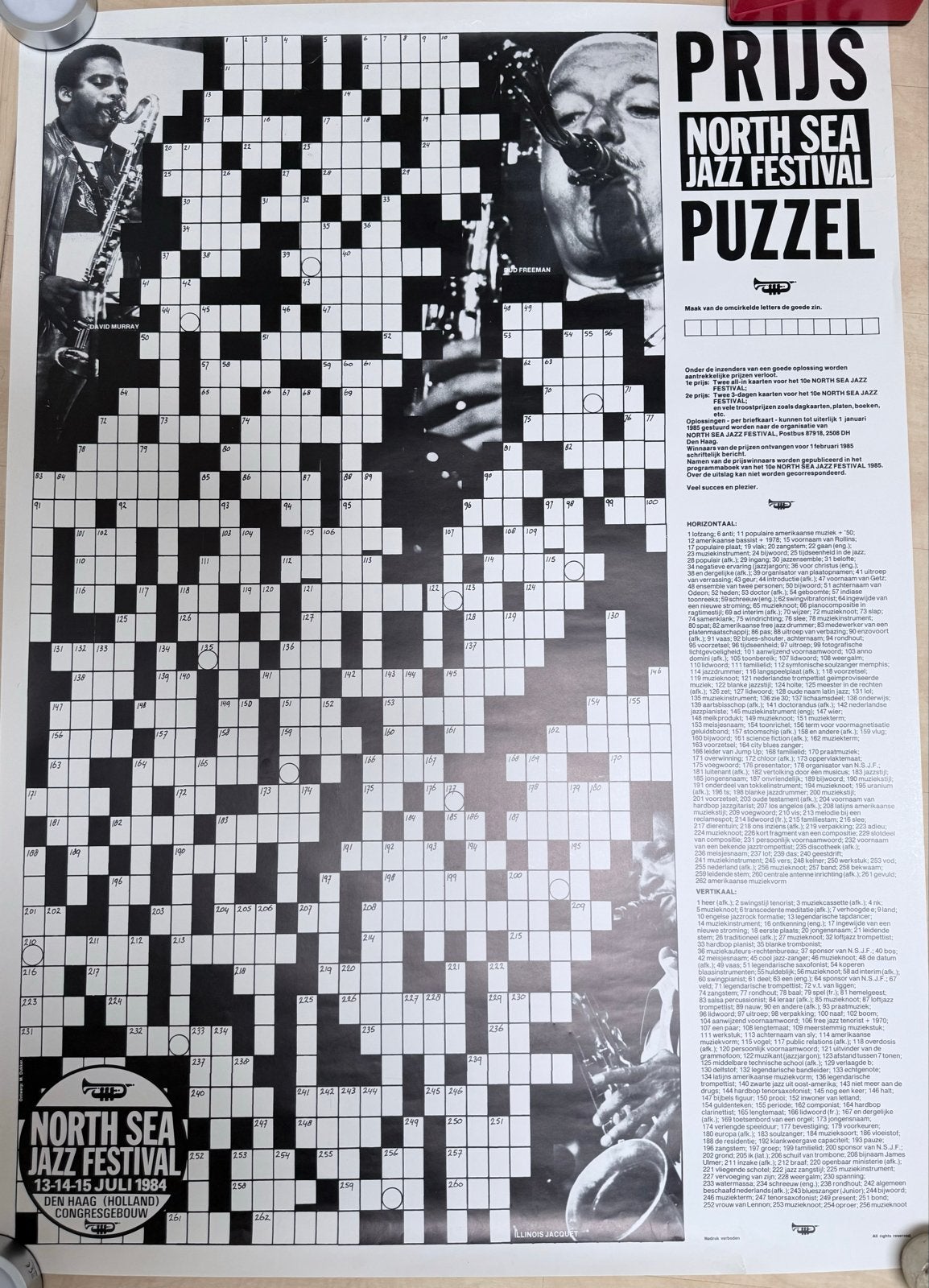 Zeldzame North Sea Jazz Festival 1984 A1 Puzzel Poster, Rechthoekig Staand, Ophalen of Verzenden, Zo goed als nieuw, A1 t/m A3