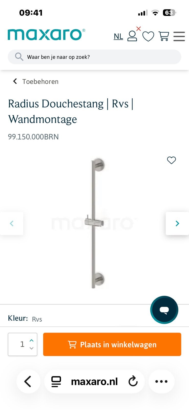 Nieuwe glijstang doche van het merk Maxaro., Ophalen of Verzenden, Zo goed als nieuw, Rvs, Douche