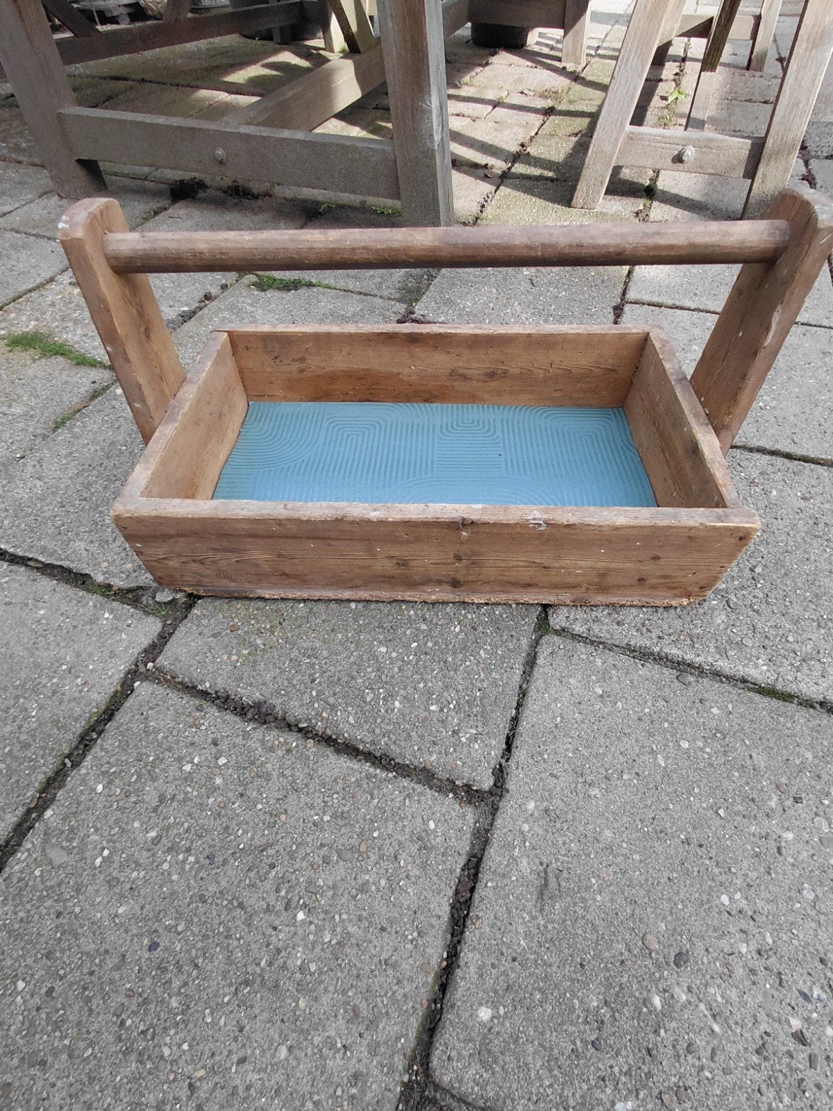 Antieke houten vergaarbak gereedschapskist, Antiek en Kunst, Curiosa en Brocante, Ophalen