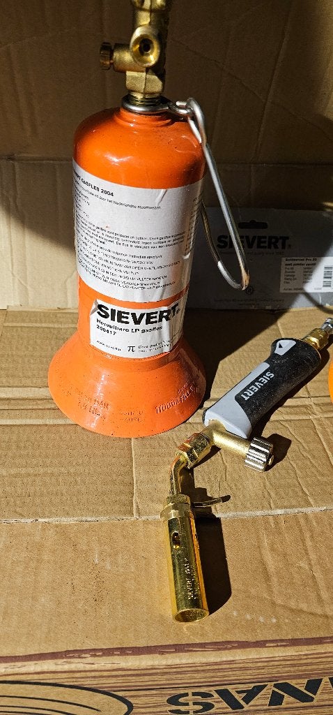 SIEVERT NIEUWE LEGE GAS FLES MET BRANDER EN SLANG, Ophalen of Verzenden, Nieuw, Douche