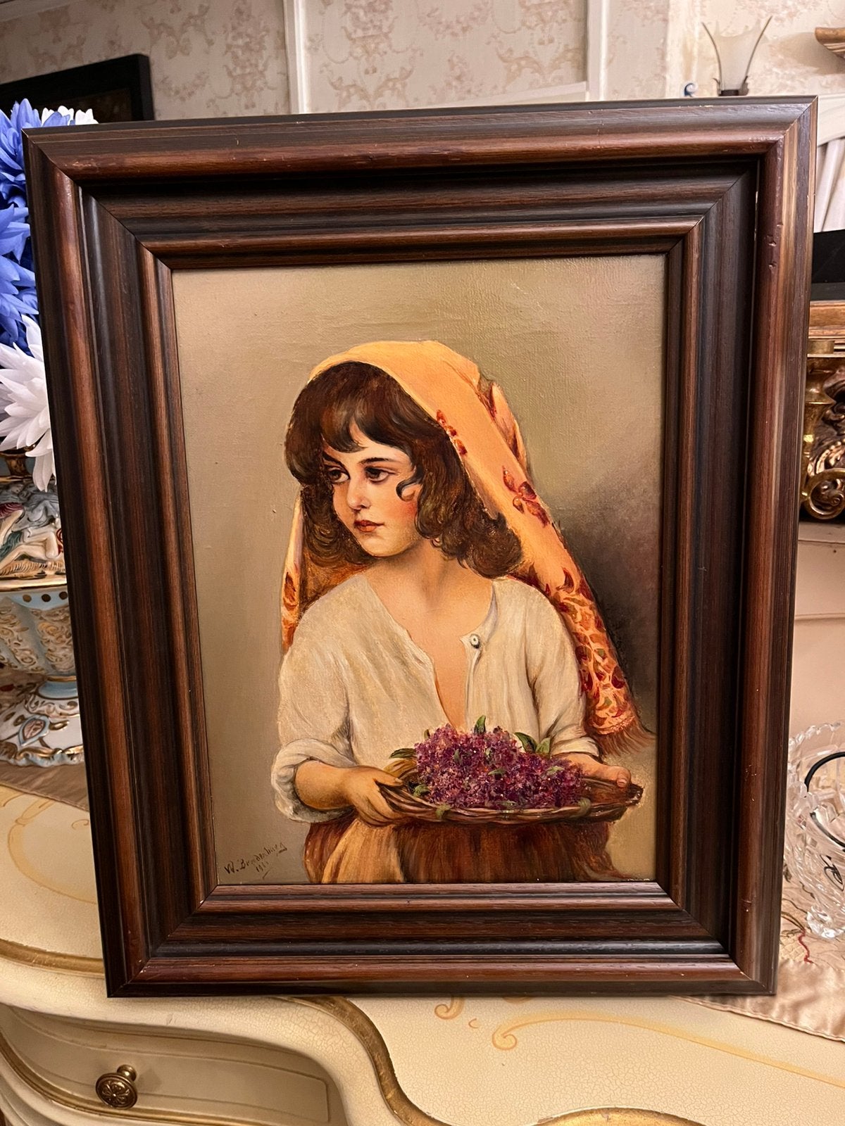 Antiek olieverf portret schilderij, Ophalen of Verzenden