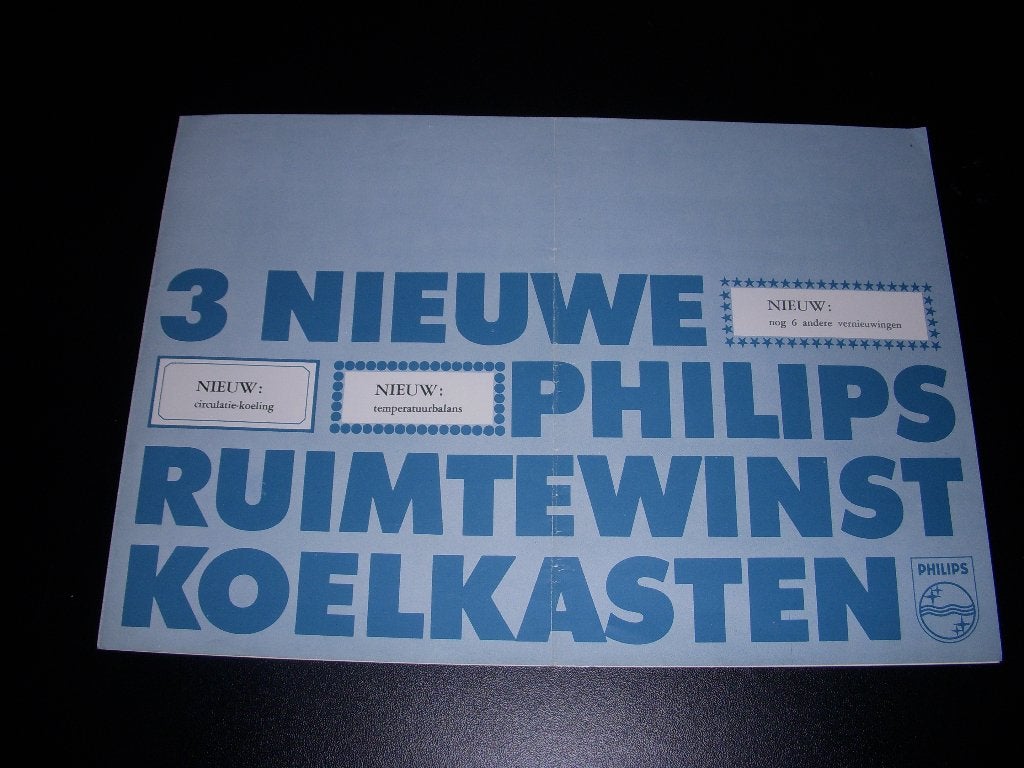 Mooie Philips koelkasten folder rond 1965, Gelezen, Folder, Ophalen of Verzenden, Philips koelkasten