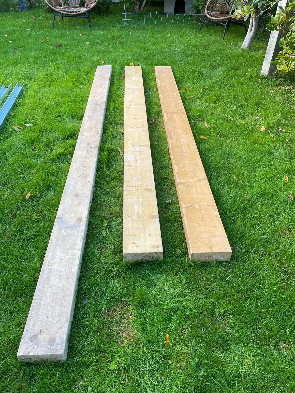 Dikke draagbalken (2x 288cm, 1x 330cm), Doe-het-zelf en Verbouw, Ophalen, Nieuw, Balk, Vuren