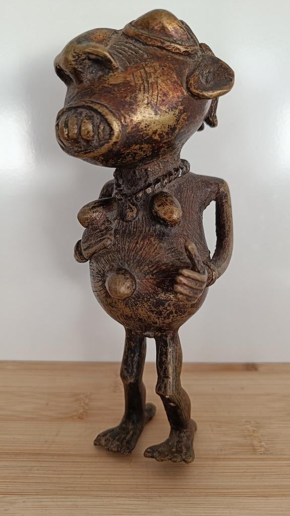Oud bronzen Tikar fetisj beeldje., Ophalen of Verzenden