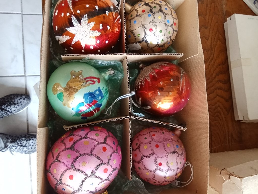 Prachtige antieke glazen kerstbal dikke glazen ballen, Diversen, Kerst, Ophalen of Verzenden, Gebruikt