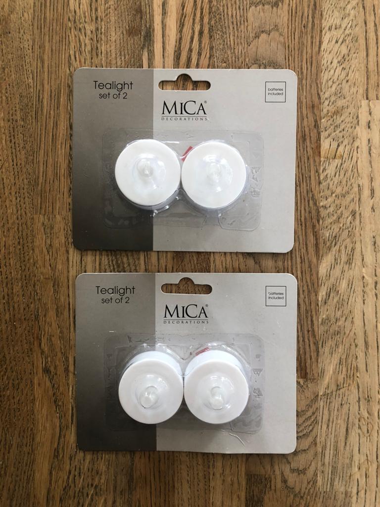 MICA LED Theelichtjes Set van 2 - Wit, Nieuw, Kunststof, Wit, Nieuw, Ophalen of Verzenden