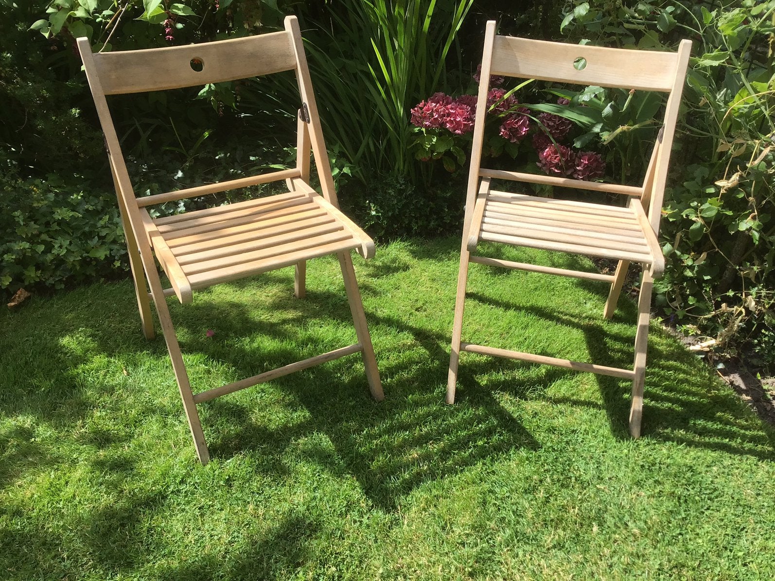 2 teak houten stoelen klapstoelen, Ophalen, Gebruikt, Teakhout