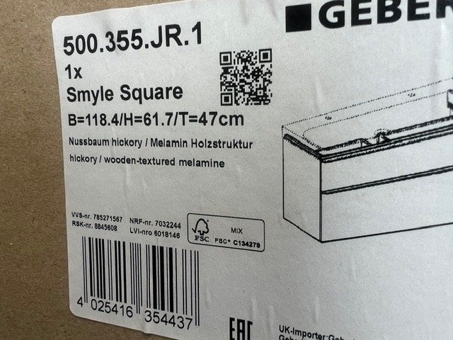 Geberit Smyle Square wastafelonderbouwkast met 2 laden, Ophalen, Nieuw, Rvs, Wastafel