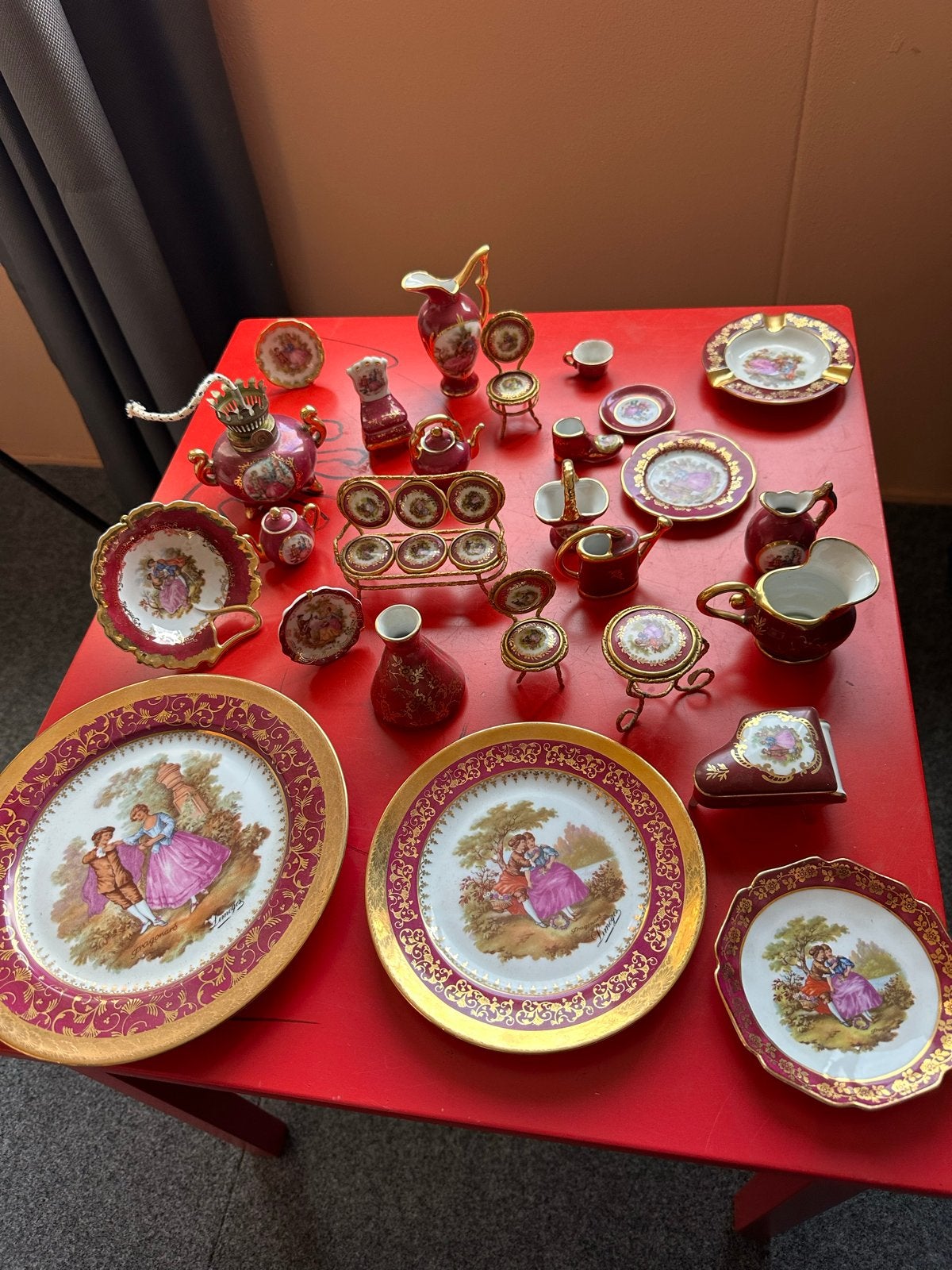 Vintage Frans Miniatuur Porselein - Limoges Stijl, Antiek en Kunst, Ophalen of Verzenden
