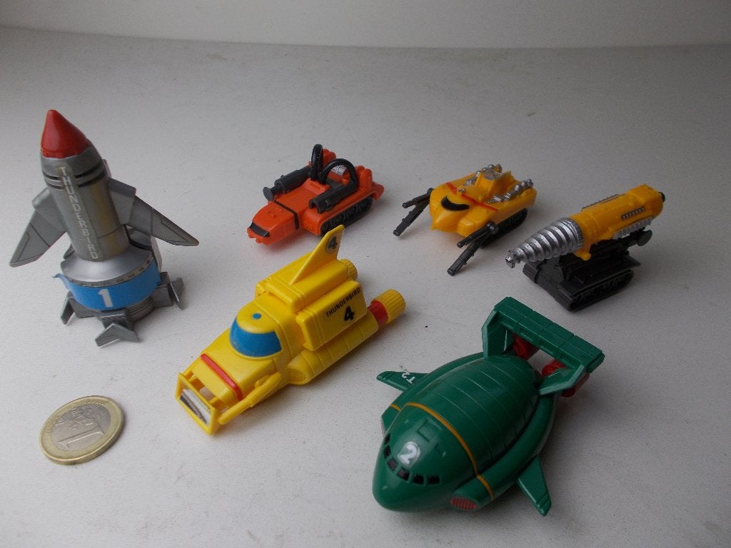 1992 THUNDERBIRDS VOERTUIGEN 6 x (6 x IN 1 KOOP!), Ophalen of Verzenden, Zo goed als nieuw, Tv, Beeldje, Replica of Model