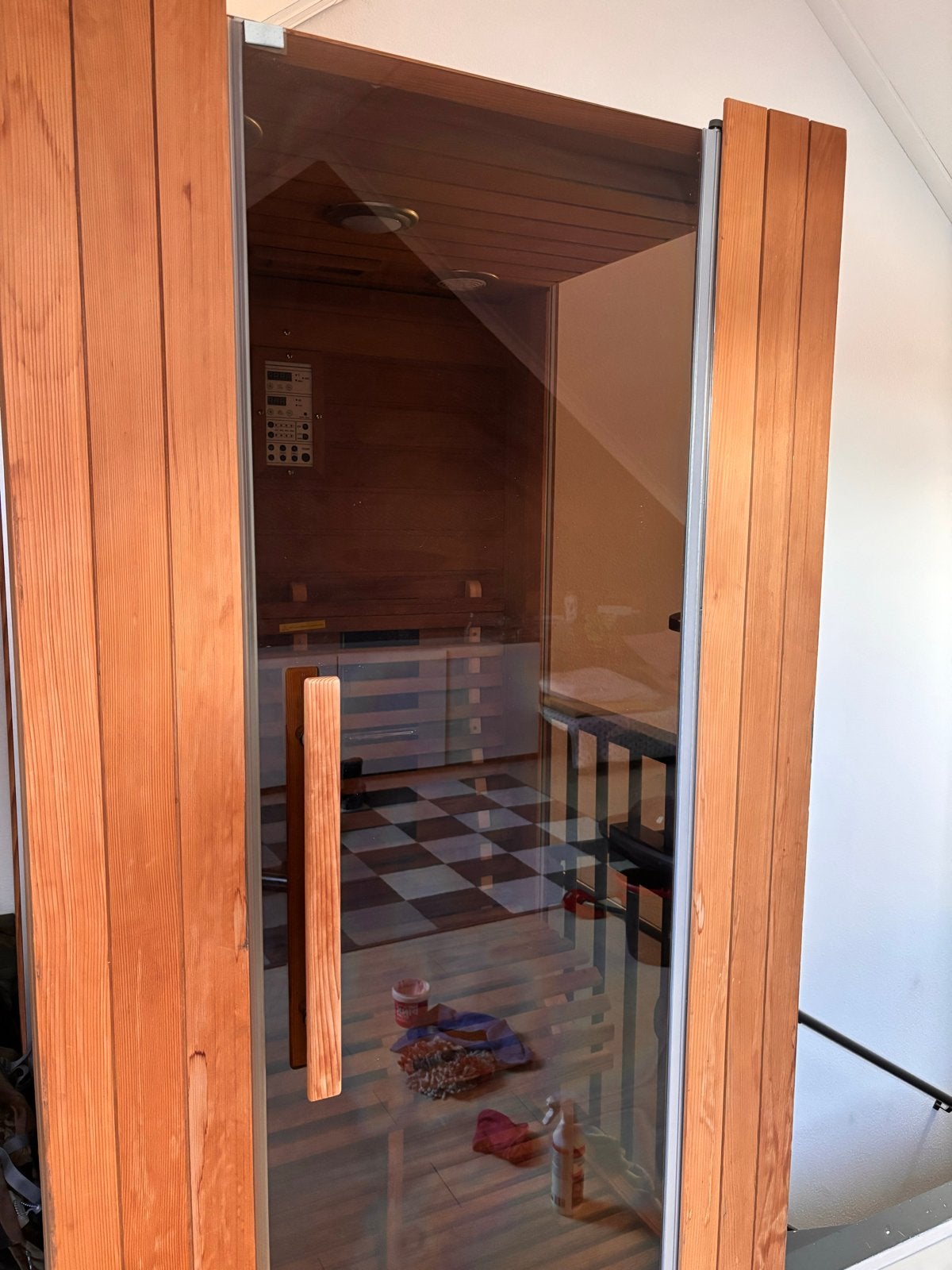 Infrarood sauna met glazen deur en bedieningspaneel, Ophalen, Gebruikt, Infrarood, Complete sauna