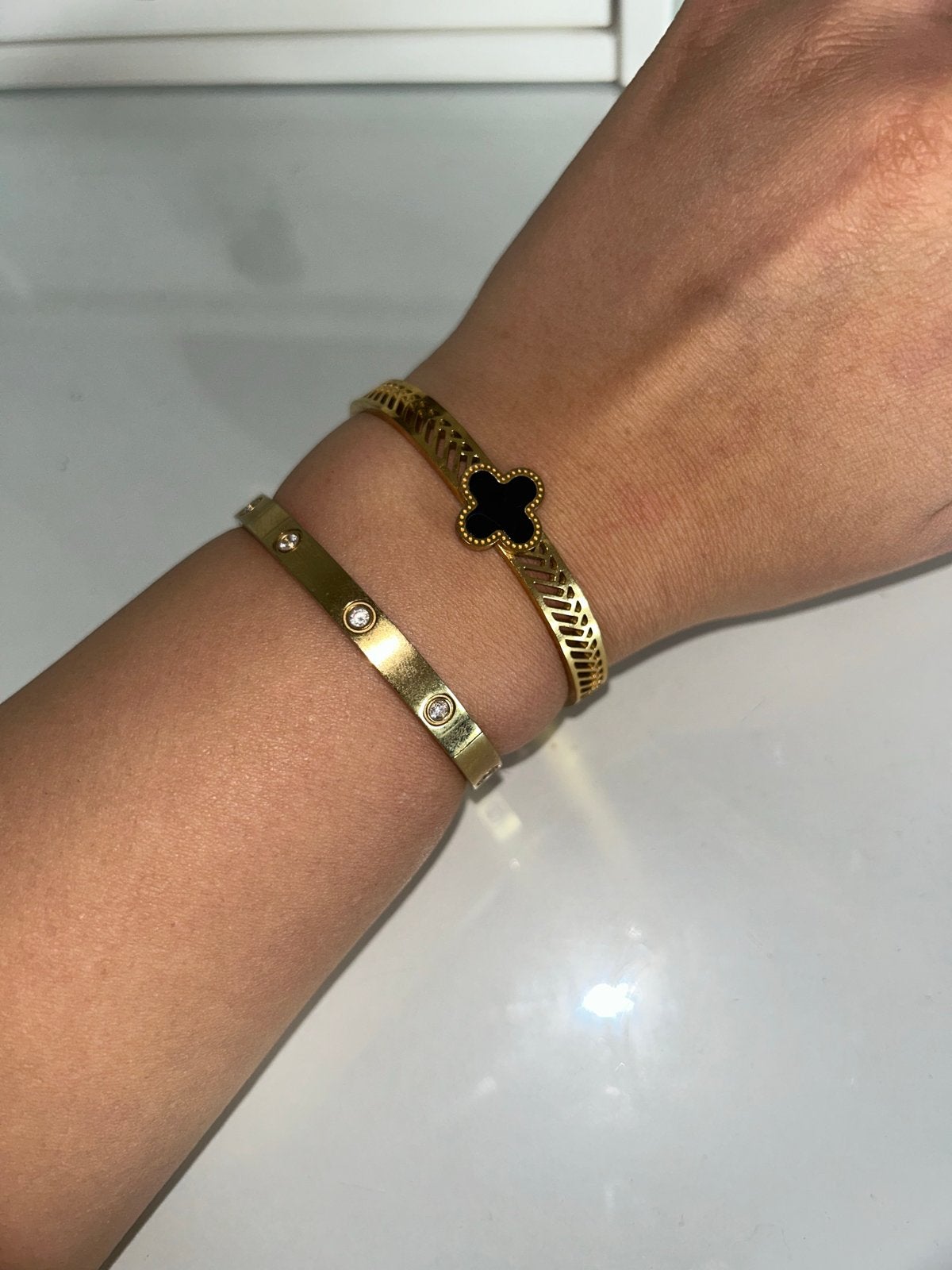 Gouden Armbanden Set in goud gedipt, Overige materialen, Ophalen of Verzenden, Zo goed als nieuw, Goud