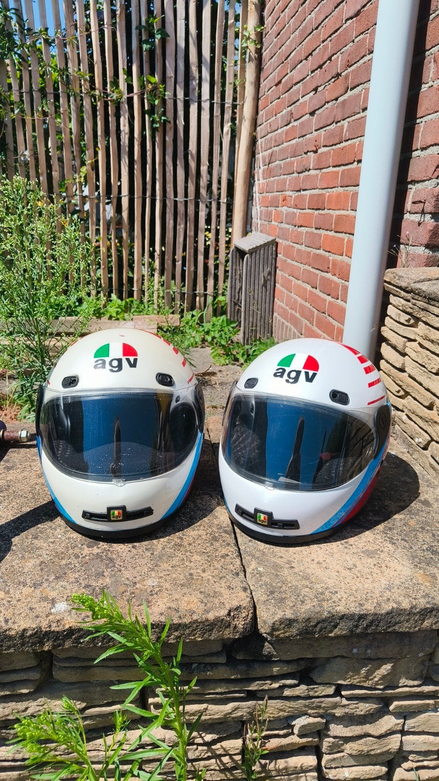 Set van 2 AGV Integraalhelmen - Vintage Stijl, Motoren, Kleding | Motorhelmen, Ophalen, Tweedehands, Integraalhelm, AGV