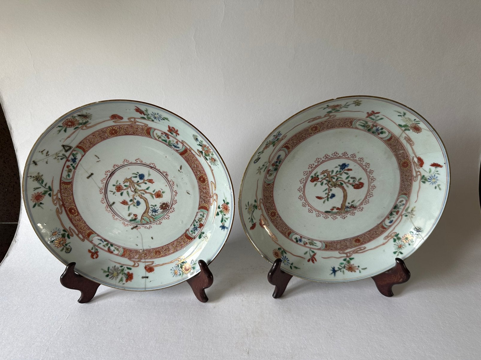 Stel Chinese Fam Verte Kangxi borden 1662-1722, Antiek en Kunst, Antiek | Porselein, Ophalen of Verzenden