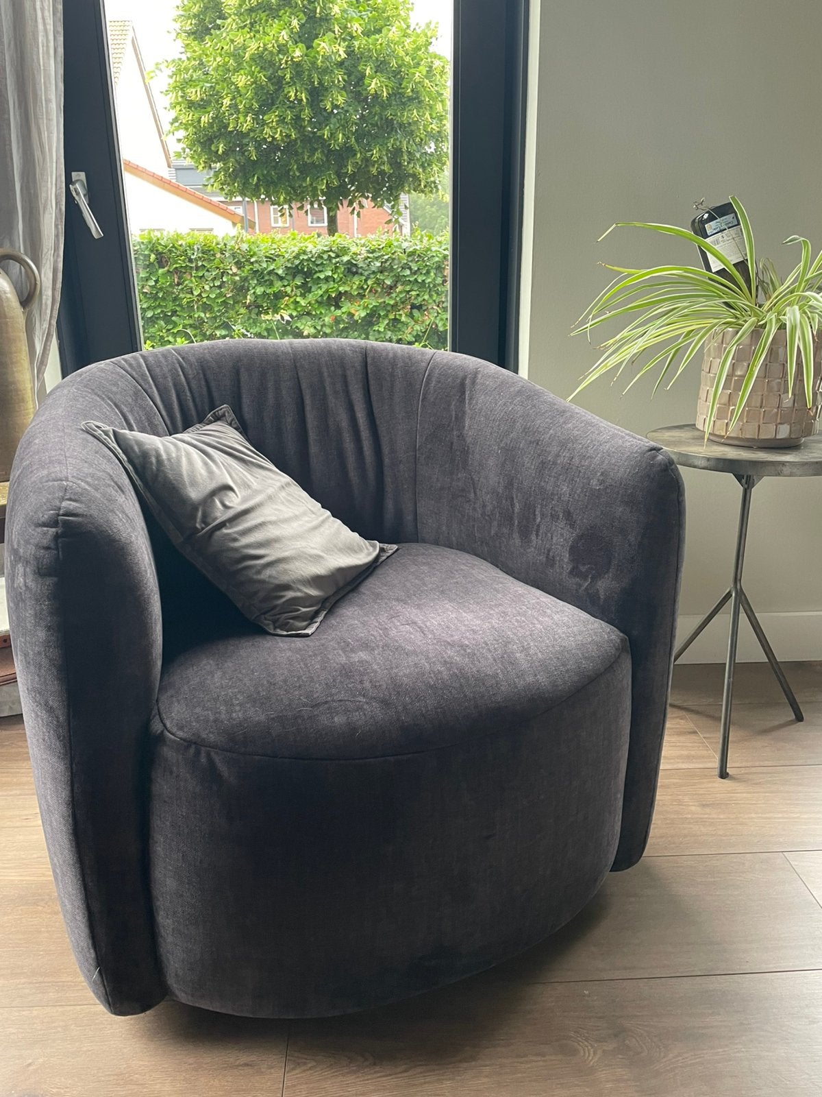 Te koop antraciet draai fauteuil, Ophalen, Zo goed als nieuw, 75 tot 100 cm, 50 tot 75 cm