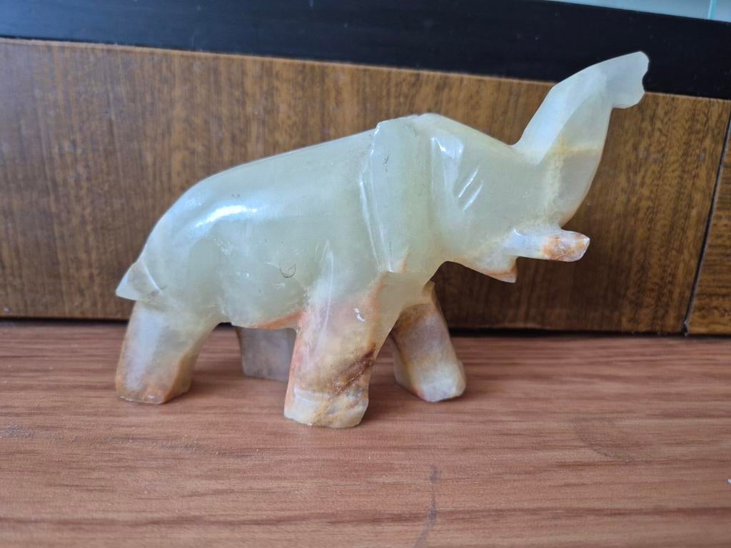 Vintage Onyx Olifant Beeldje - Decoratief en Uniek, Ophalen of Verzenden, Gebruikt, Dier