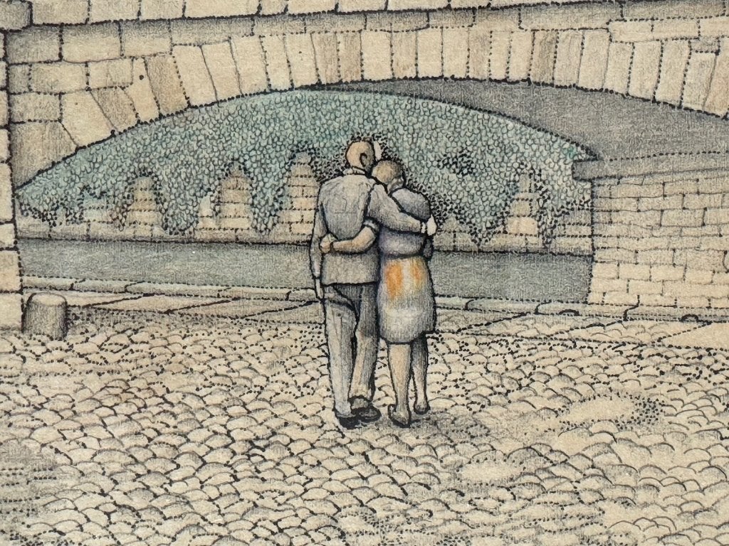 'Seine kade' Parijs, litho Jan Strube, Antiek en Kunst, Ingelijst, Ophalen, Overige onderwerpen, Lithografie