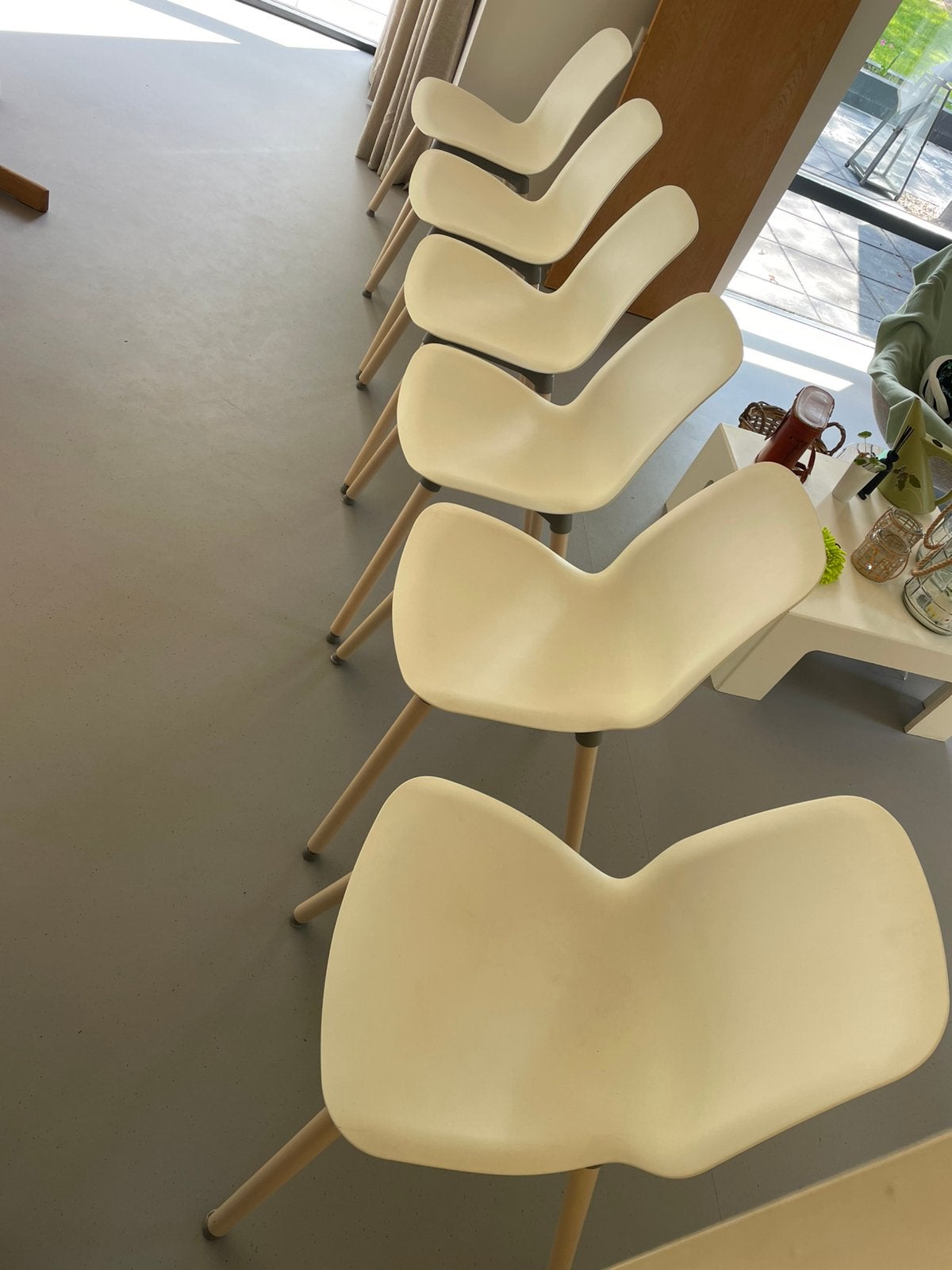 6 witte eetkamerstoelen te koop., Ophalen, Zo goed als nieuw, Wit