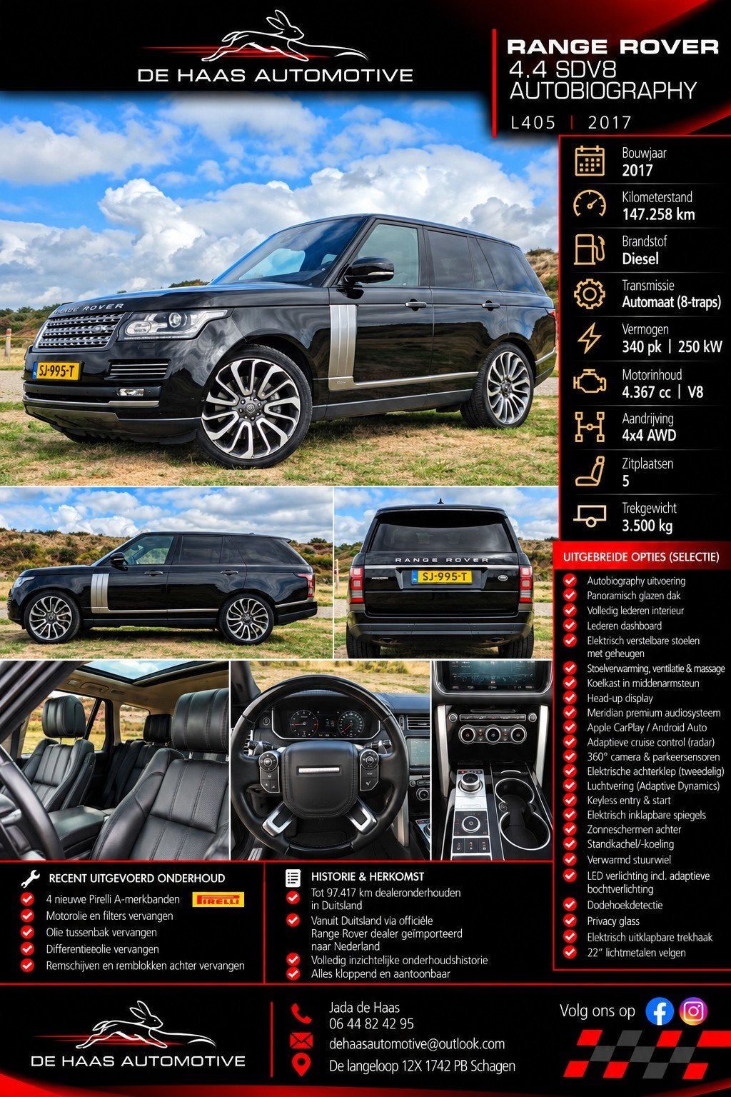 Range Rover 4.4 SDV8 Autobiography | V8 | FULL OPTIONS, Automaat, 313 €/maand, Leder, Bedrijf