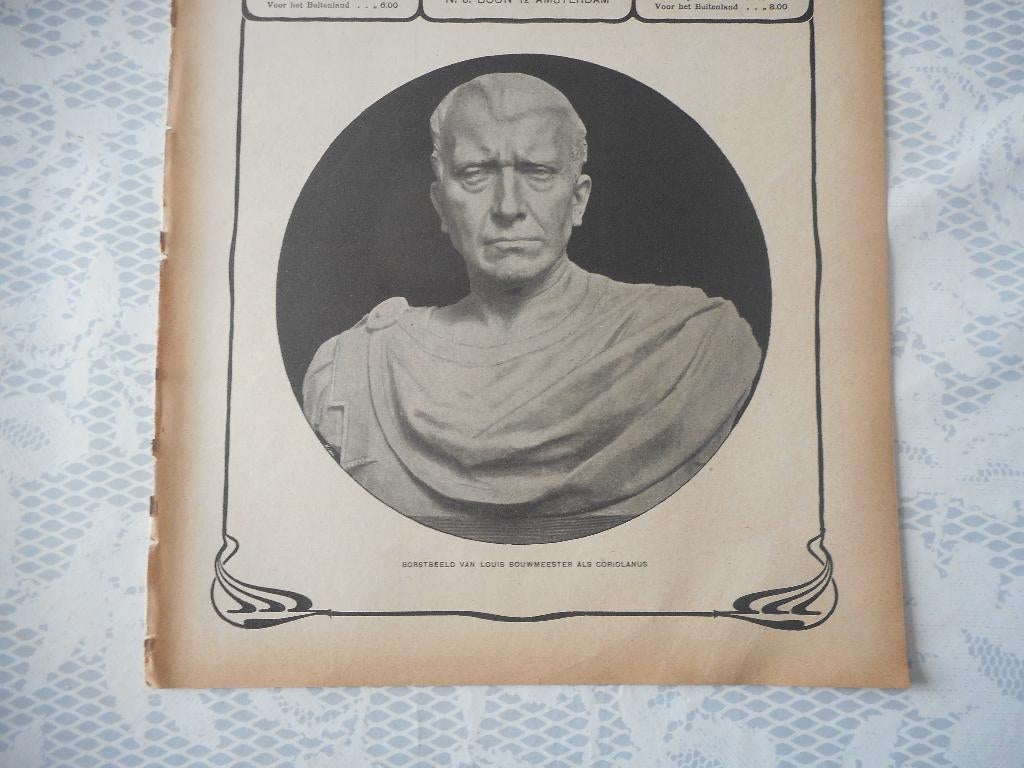 Louis Bouwmeester. Borstbeeld als Coriolanus. 1903., Ophalen of Verzenden, Gebruikt, Overige typen