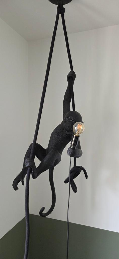 Seletti Hangende Aap Lamp Zwart - Unieke Design Verlichting, Ophalen, Kunststof, 50 tot 75 cm, Zo goed als nieuw