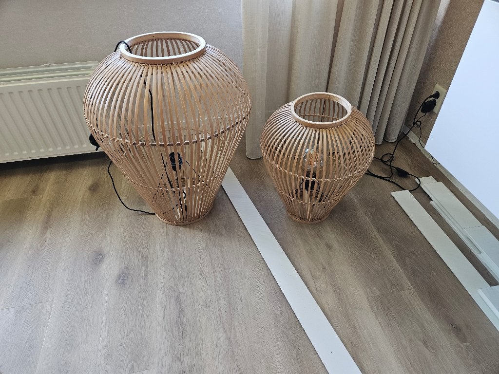 Vloerlampen Bamboe, Ophalen, Natuurlijk materiaal, E27 (groot), Zo goed als nieuw