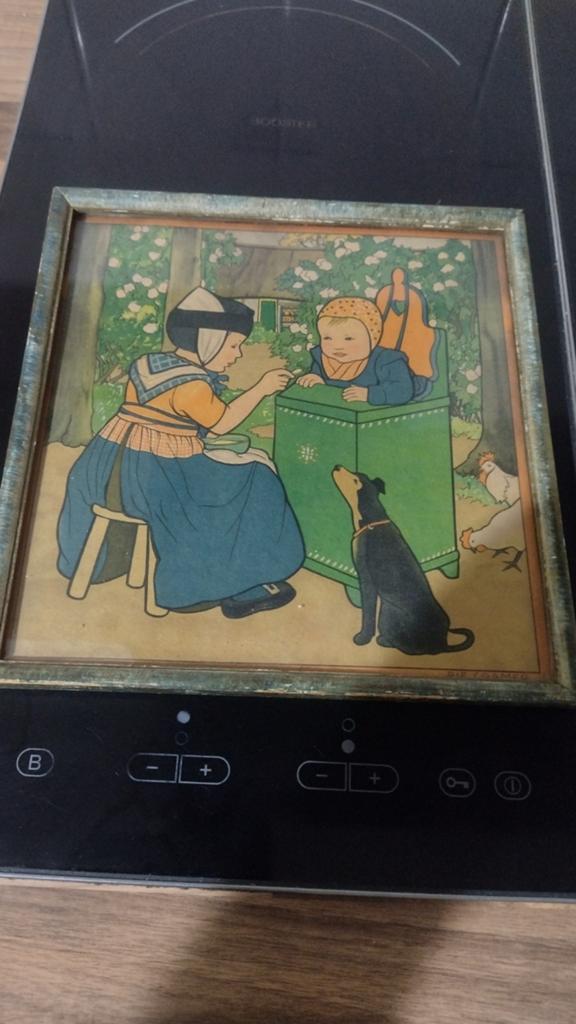 Oude prent/litho Rie Cramer - Kinderen en hond, Ophalen of Verzenden, Lithografie