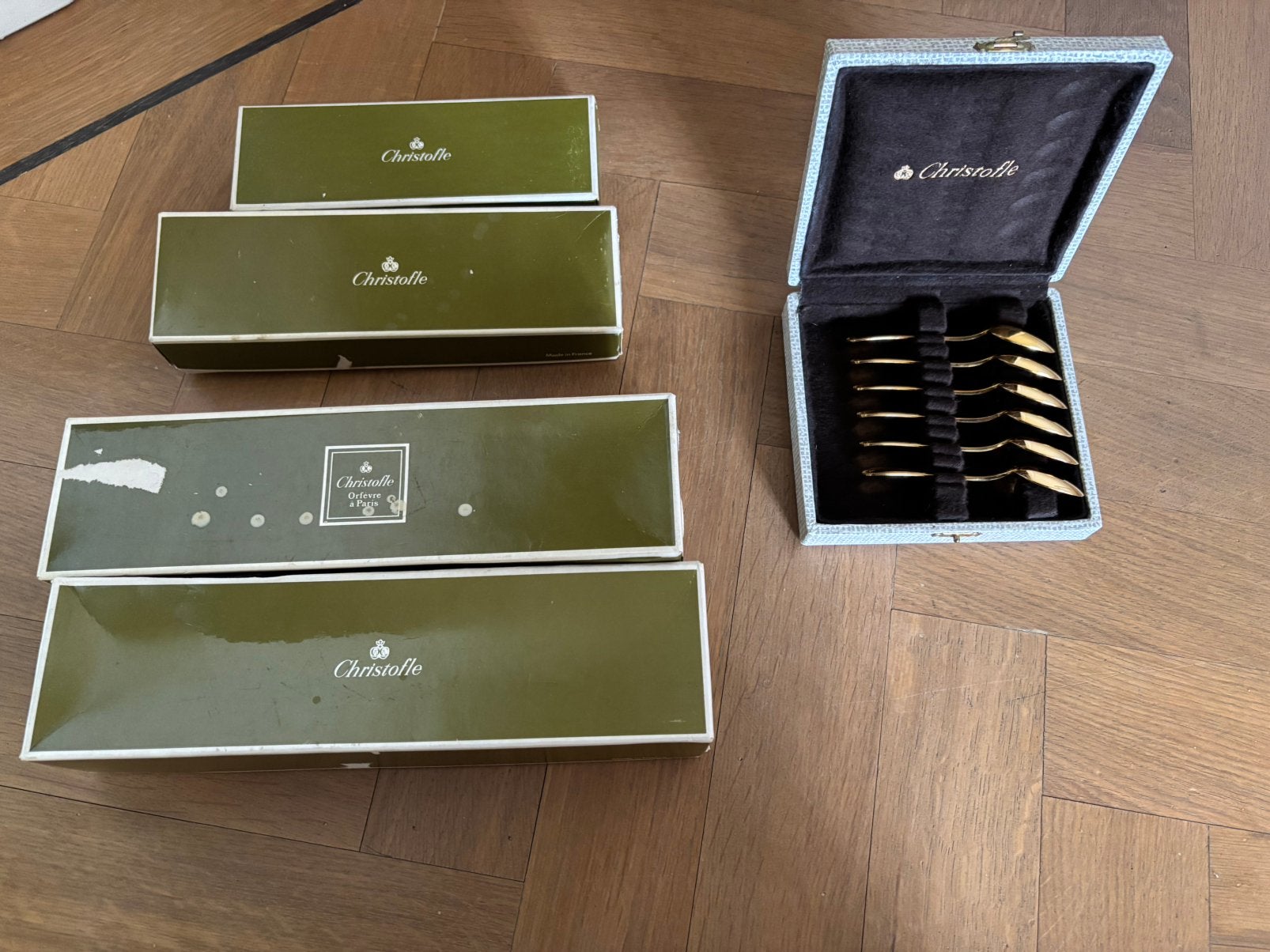 Christofle Malmaison Bestekset verguld, 30-delig (nieuw), Ophalen of Verzenden