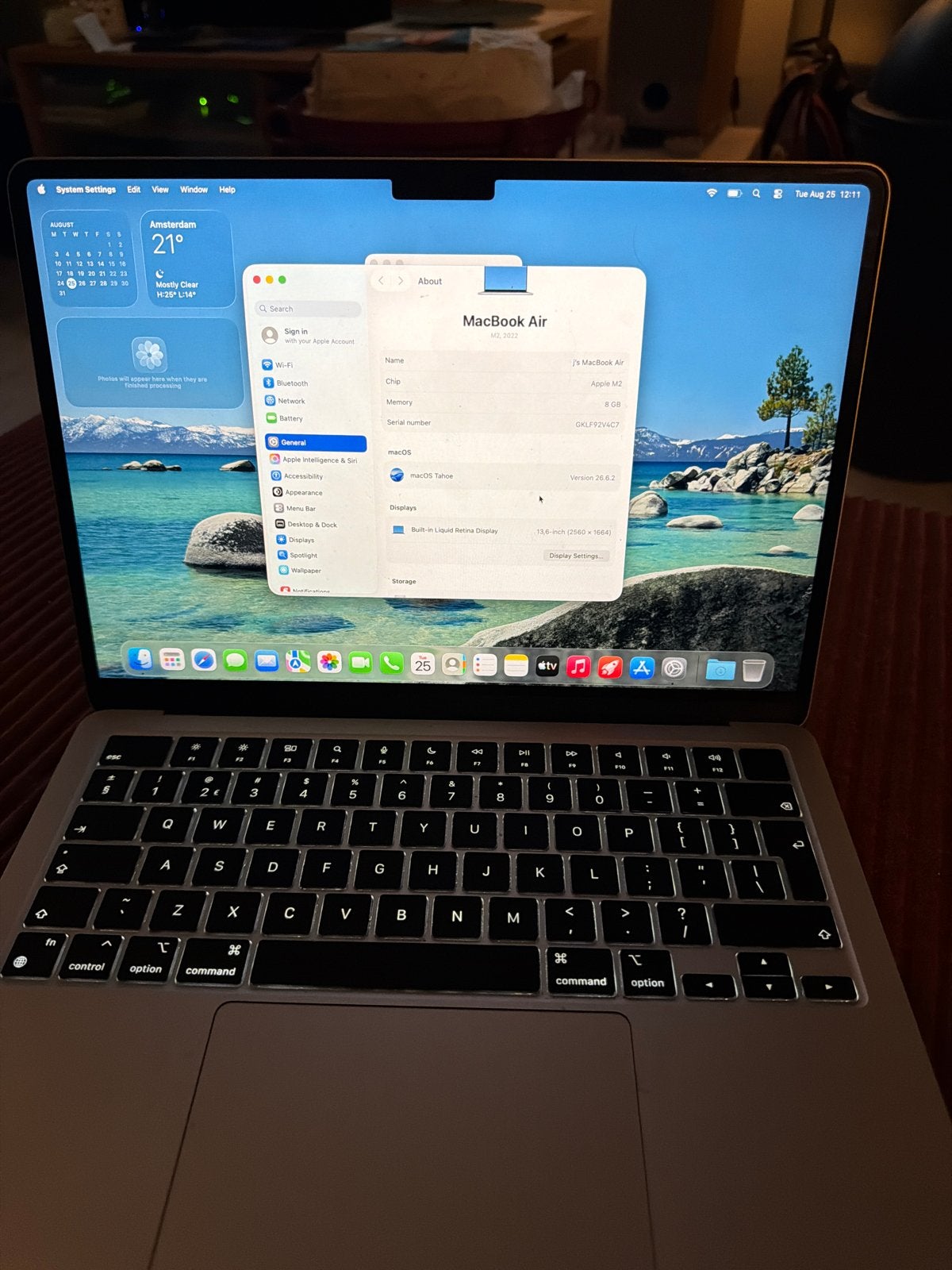 Apple MacBook Air M2 (2022) - Zo goed als nieuw, Ophalen, 256 GB, Qwerty, 8 GB
