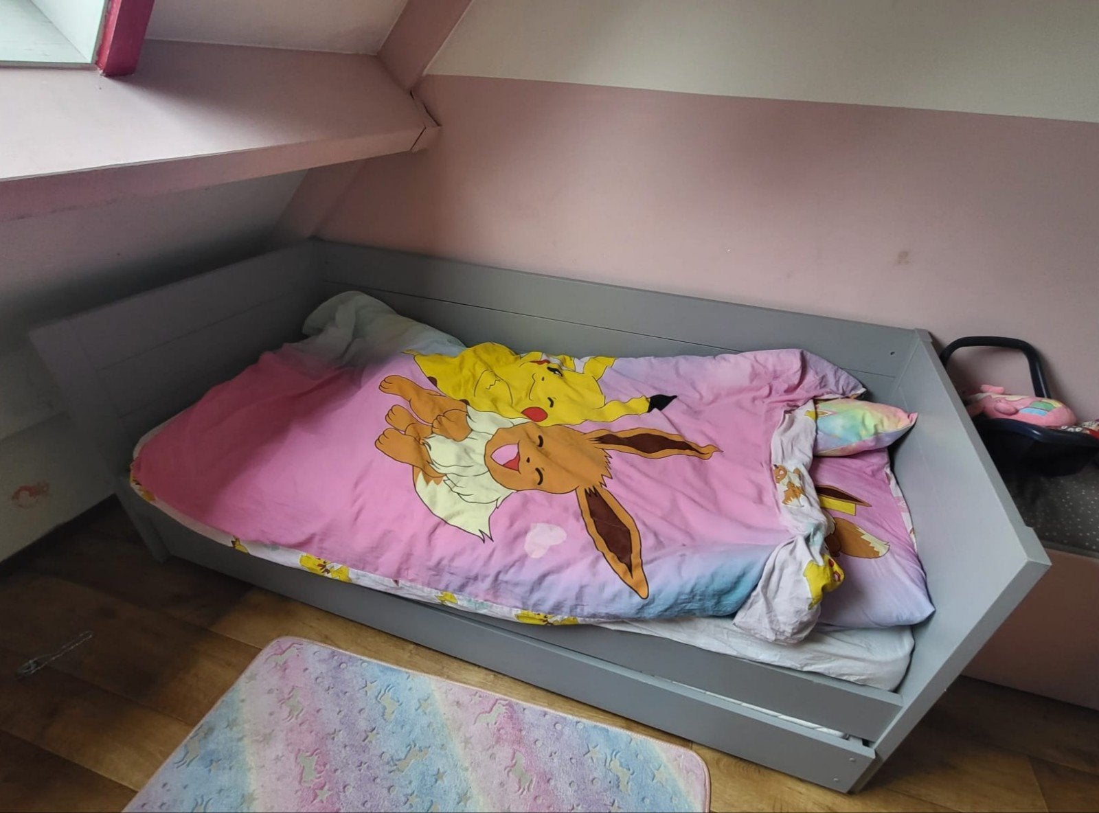eenpersoonsbed met uitschuifbaar logeerbed, Ophalen, 85 tot 100 cm, Gebruikt, Matras