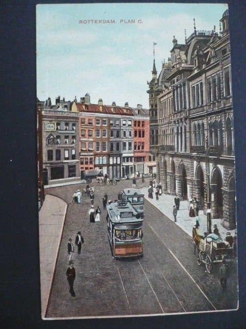 rotterdam plan c met 2 tams en paard en wagen in kleur gel., Ophalen of Verzenden, Voor 1920, Gelopen, Zuid-Holland