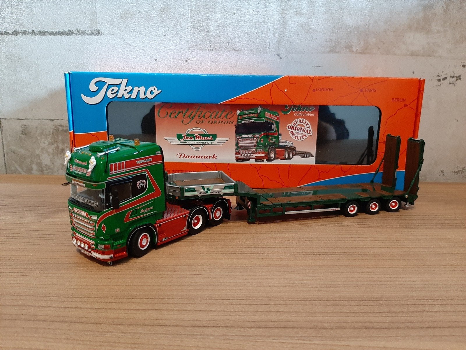 Tekno Scania R Semi Dieplader Jan Mues, Ophalen of Verzenden, Zo goed als nieuw, Bus of Vrachtwagen, Tekno