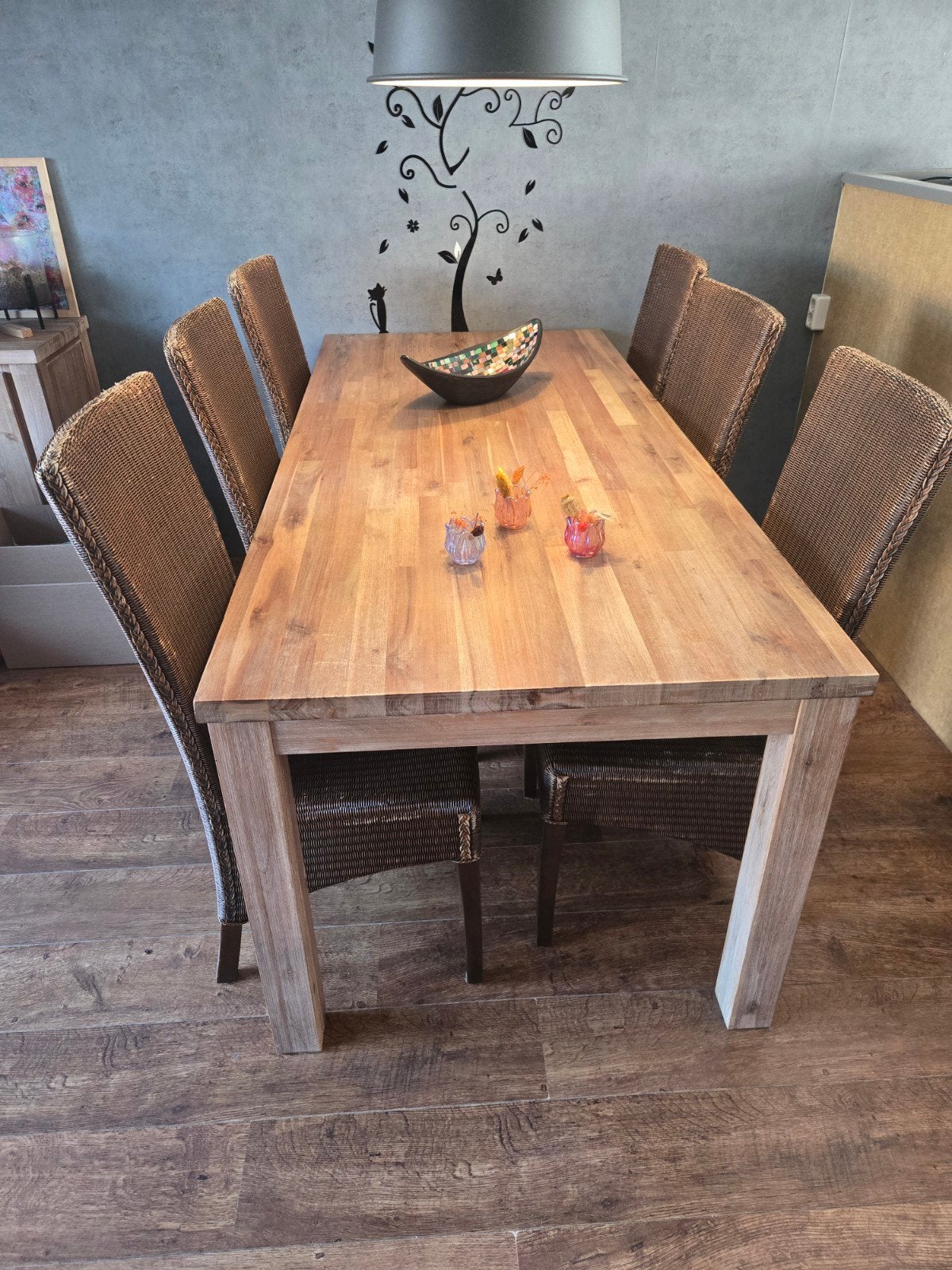 Acacia Houten Meubelset: Tafel, Dressoir, TVkast, Boekenkast, Ophalen
