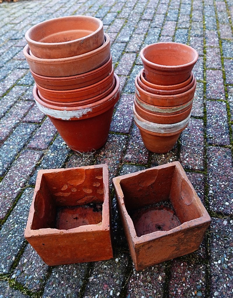 verzameling Terracotta potten potjes pot potje aardewerk, Gebruikt, Rond, Ophalen of Verzenden, Binnen