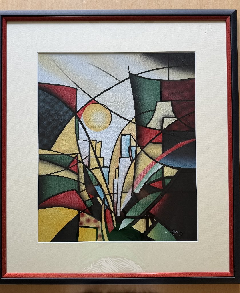 schilderij op doek, ingelijst, Ophalen, Overige materialen, Passe-partout, Abstract