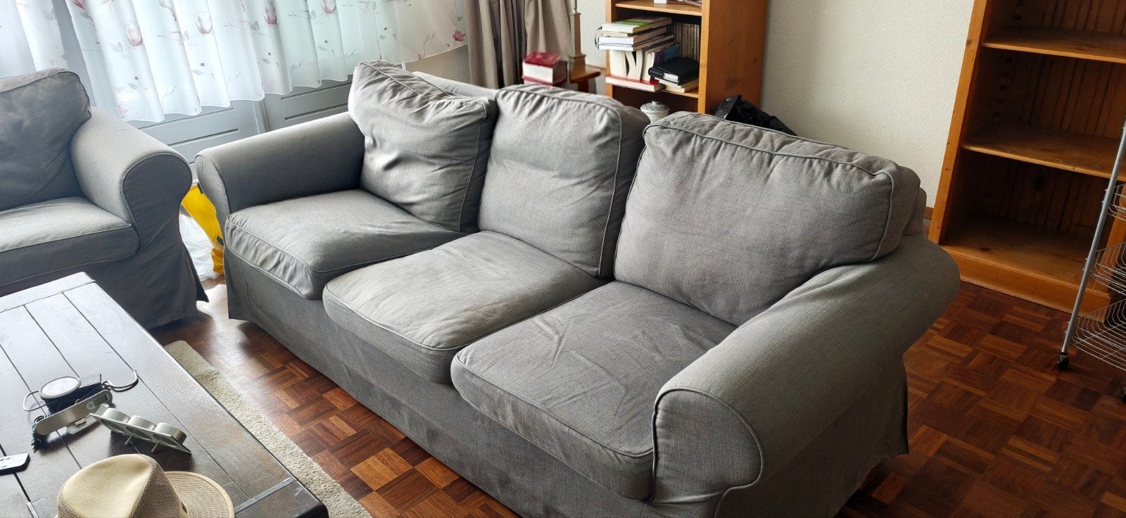 Ikea Ektorp 3-zitsbank - Grijs, Ophalen, Gebruikt, Driepersoons, 75 tot 100 cm