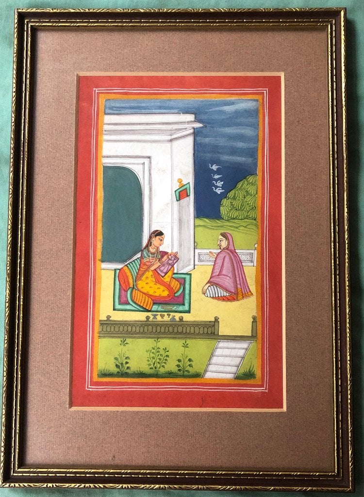 Indiase miniatuurschildering in lijst 1, Schilderij, India, Ophalen of Verzenden, Papier/karton