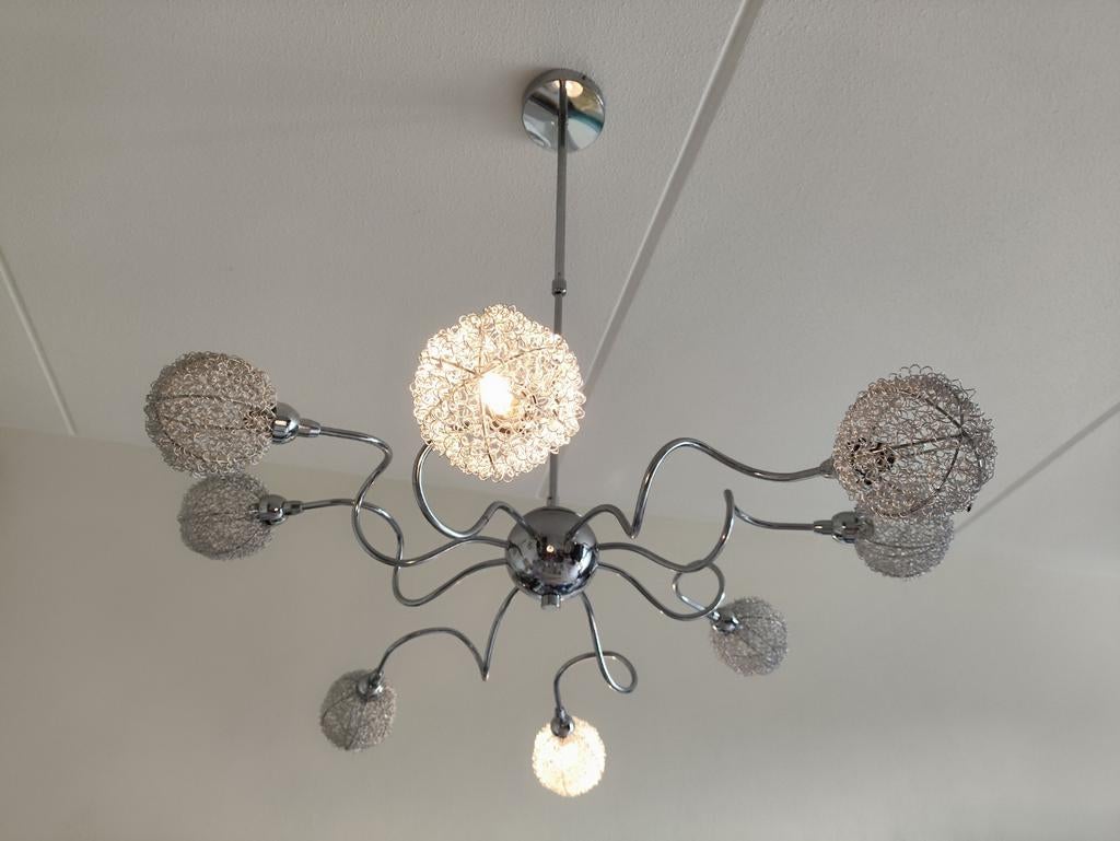 Moderne zilver chroom 4-delige lampenset, Huis en Inrichting, Lampen | Hanglampen, Ophalen