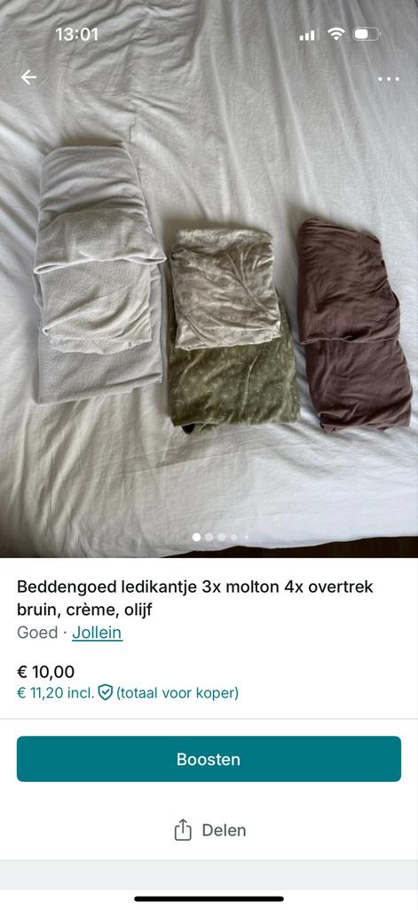 Beddengoed ledikantje: 3x molton, 4x overtrek (bruin, crème,, Kinderen en Baby's, Kinderkamer | Beddengoed, Bruin, Jongetje of Meisje